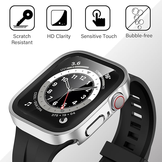Amizee 2 Pack Compatible with Apple Watch Case SE 3/2/1 Series 6/5/4 44mm with Built-in Screen Protector, Ultra-Thin Hard PC Straight Edge Anti-Scratch Protective Cover for iWatch (Matte Silver) - Image 6