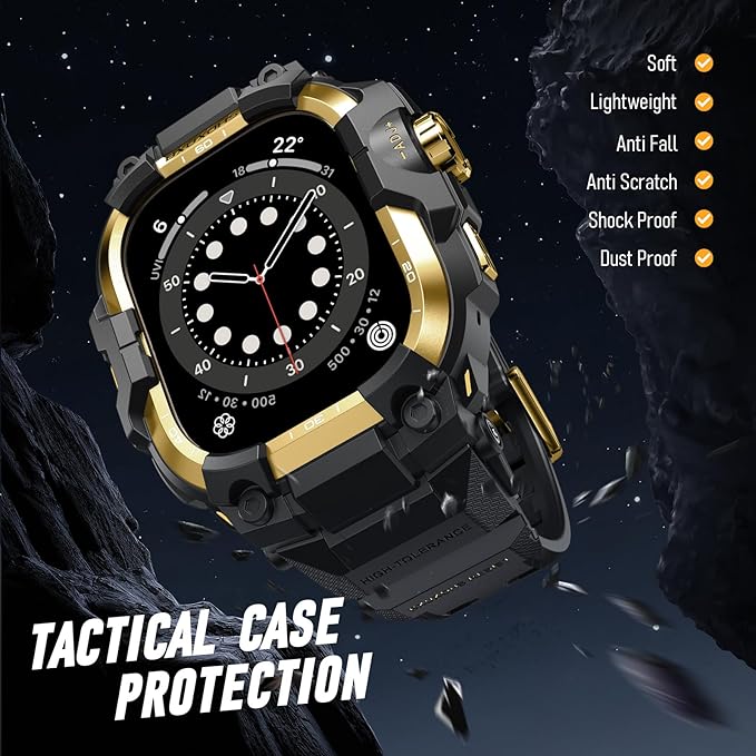 BXUXOHS Rugged Case and Band for Apple Watch 44mm Men, Compatible with Apple Watch SE 3/SE 2nd Generation/SE/Series 6/5/4, Military Grade Shockproof Bumper Cover,Tactical Band Case for iWatch 6/5/4/SE - Image 6
