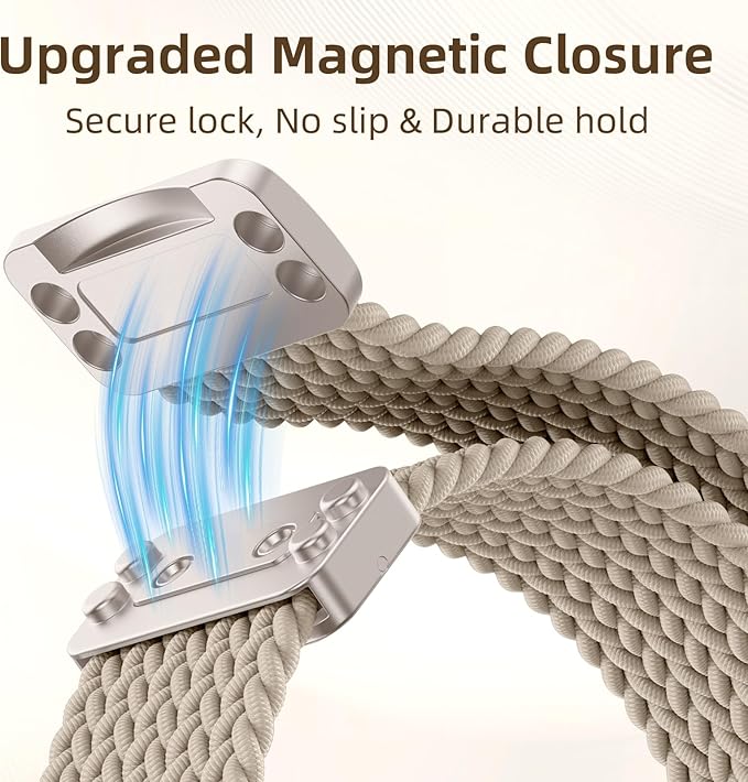 Braided Stretchy Bands Compatible with Apple Watch Bands 40mm 44mm 38mm 41mm 42mm 45mm 46mm 49mm Women Men, Soft Nylon Sport Strap with Magnetic Clasp for iWatch Series 11 10 9 8 SE 7 6 5 4 3 2 Ultra - Image 2