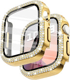Surace 40mm Case with Screen Protector, Bling Diamond Overall Protective Case Compatible with Apple Watch Series 6/5/4 SE, 40mm, Gold by Surace