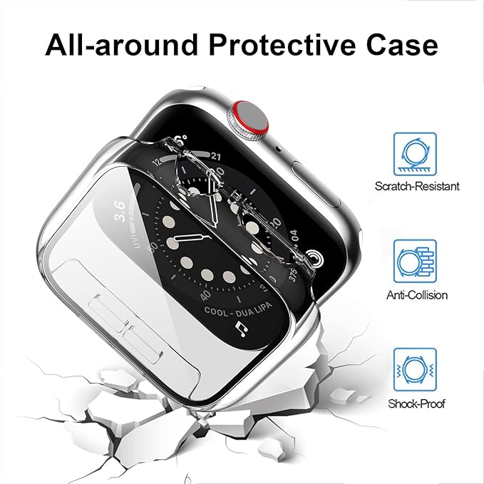 20 Pack Case with Tempered Glass Screen Protector Compatible for Apple Watch 44mm SE 3 (2025)/SE 2/SE/Series 6/5/4, Hard PC Scratch Resistant Bumper Protective Cover for iWatch Accessories - Image 2