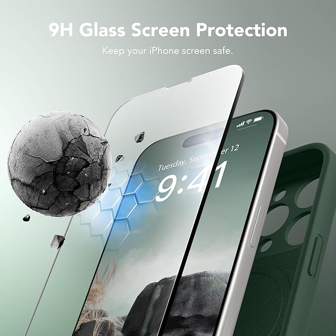 Magnetic for iPhone 14 Pro Case, Compatible with MagSafe, [Full Camera Protection][Screen Protector] Silicone Shockproof Protective Phone Case for iPhone 14 Pro 6.1", Alpine Green - Image 4
