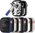 HANKN 6 Pack Hard Case for Apple Watch Series 11 10 42mm Tempered Glass Screen Protector Case, Full Protective Cover Ultra-thin Shatterproof Shockproof Shell Iwatch Bumper (Blue+Silver+Starlight+Black+White+Clear) by HANKN