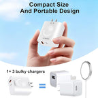3-in-1 Adapter for Apple Watch, 20W USB C Fast Charging Block with Dual Ports & Magnetic Wireless Adapter, Portable Travel Wall Plug for iWatch Ultra/SE/11/10/9/8/7, iPhone 17/16/15/14, AirPods - Image 5