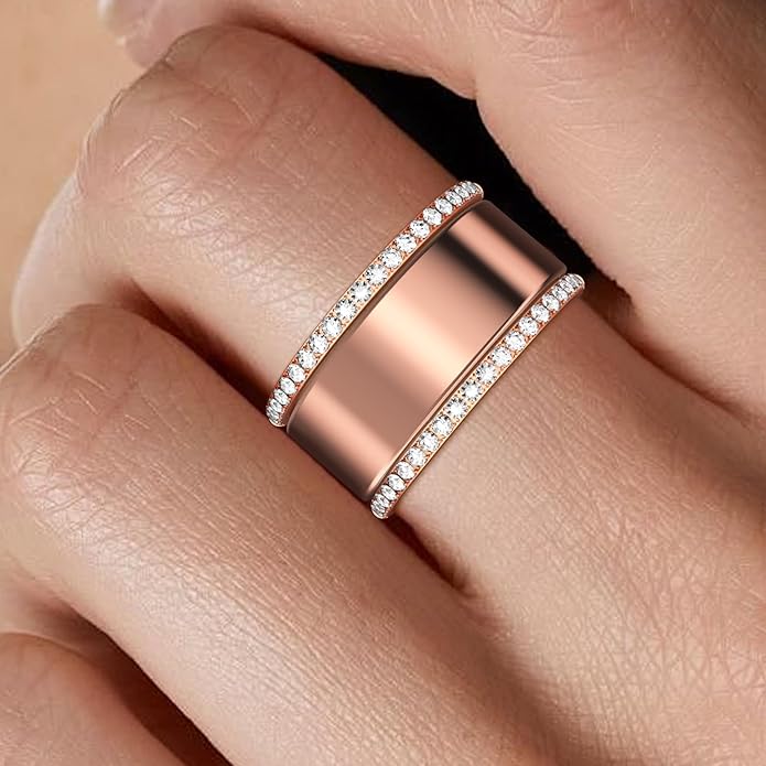 ZOOROO 2-Pack 14K Gold Plated Stacking Rings for Oura Ring Gen 4/Oura Ring Gen 3, Cubic Zirconia Simulated Diamond Oura Stack Rings for Women - Image 2