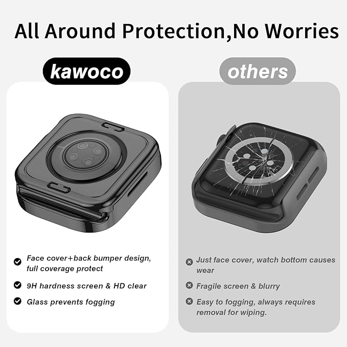 4 Pack Compatible with Apple Watch Waterproof Case 40mm Series 6/5/4/SE with Tempered Glass Screen Protector, 2 in 1 Full Coverage Bumper Protective Cover for iWatch Accessories 40 mm - Image 4
