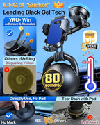 YRU [True Upgrade for Safety] Car Phone Holder Mount [Patent & Military-Grade] Dashboard Cell Phone Holder for Car Vent Windshield Phone Stand for iPhone 17 16 15 14 13 Pro Max Truck Samsung, Blue - Image 4