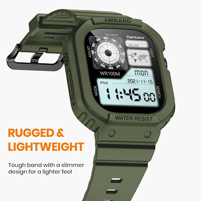 amBand E1 Sport Case Band for Apple Watch Ultra 3/2/1 & SE 3/2/1 & Series 11 10 9 8 7 6 5 4 3 49mm 46mm 45mm 44mm 42mm 41mm 40mm 38mm, Shockproof & Scratch Resistant Rugged Bumper for Men Women - Image 3