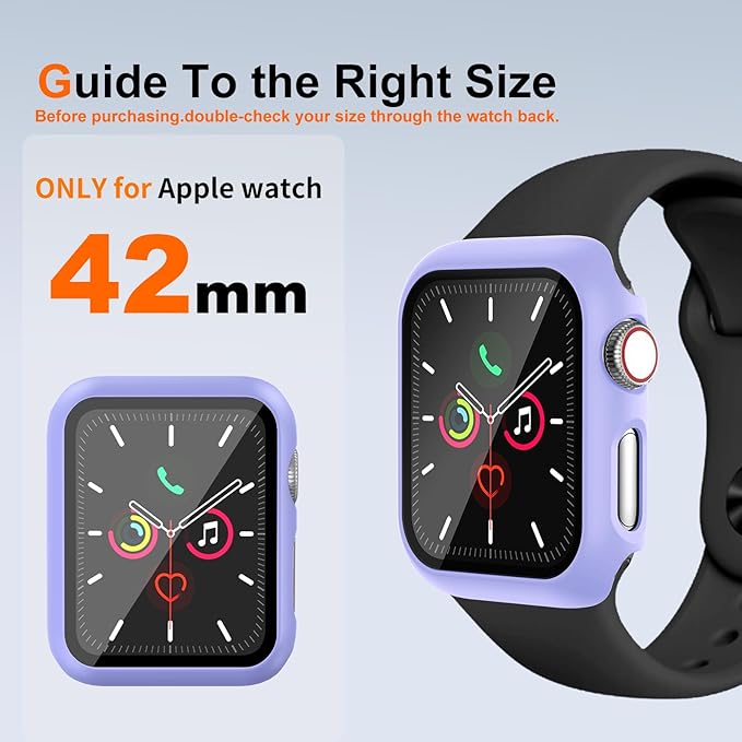 Hard Case for Apple Watch Series Series 3/2/1 42mm [Full Protection], Built-in Screen Protector [Touch Sensitive] Slim Bumper Cover for iWatch S3/S2/S1 Accessories 42mm, Lilac - Image 2