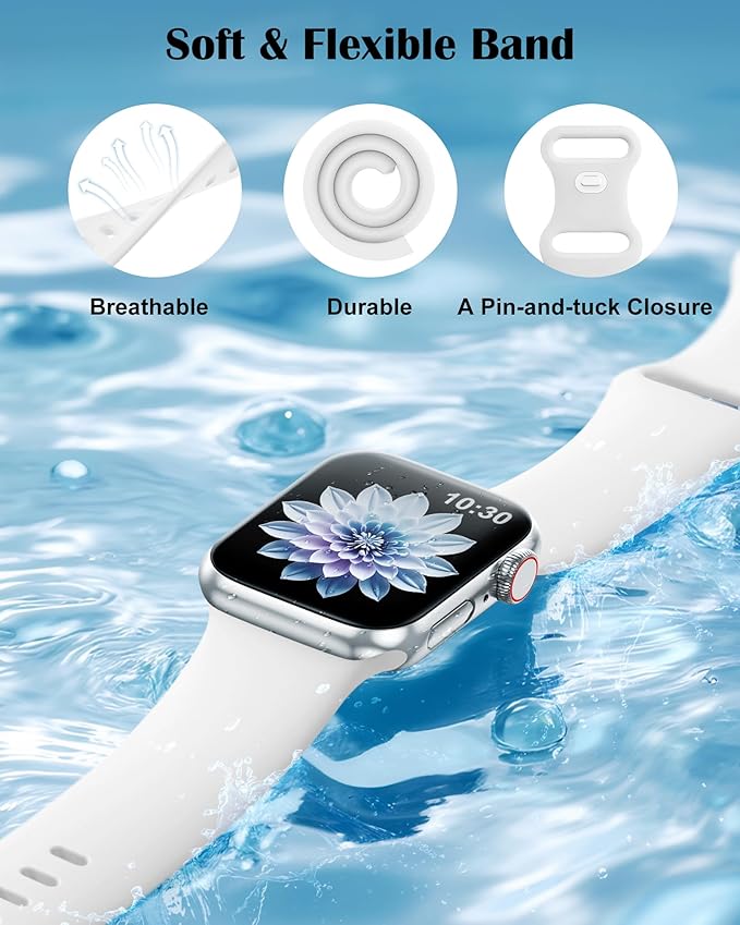 TreasureMax Sport Band Compatible with Apple Watch Bands 38mm 40mm 41mm 42mm 44mm 45mm 46mm 49mm White, Soft Silicone Strap Compatible for Apple Watch Ultra 3 Series 11 10 9 8 7 6 5 4 3 SE Men Women - Image 2