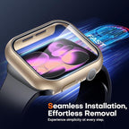 TAURI 2 Pack Hard Case for Apple Watch Series 11/10 42mm, with PC Tempered Glass Screen Protector Scristant Resistant Overall Protection Slim Cover for iWatch S11 42mm, Clear + Gold - Image 5