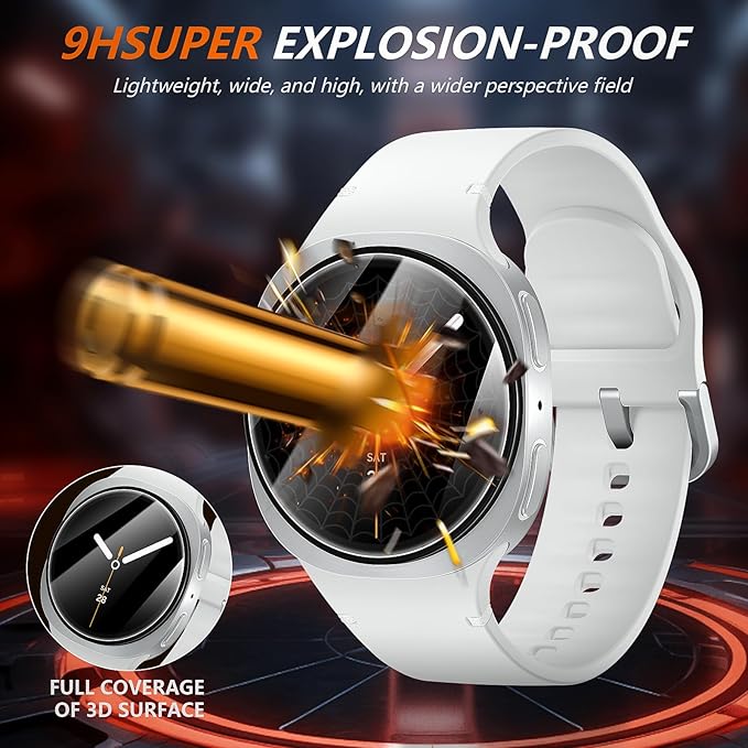 Suoman 2-Pack for Samsung Galaxy Watch 8 40mm Privacy Screen Protector,[Anti peeping] 9H Hardness Tempered Glass Protective Film +Positioning installation - Image 4
