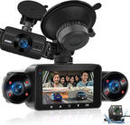 NHOPEEW Dash Cam Front and Rear Inside, 4 Channel Dash Cam 3" IPS Screen Front and Back with 8 IR Night Vision Lights, Loop Recording, 24 Hours Recording, G-Sensor, Reverse Help by NHOPEEW