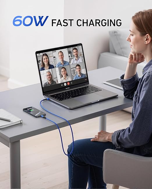 USB C to C Cable Fast Charging 6FT, 2Pack USB Type C Cable for Car Durable Braided iPhone USB C Charger Cable USBC to USBC Cord for iPhone 17/16/15/Pro Max/Plus, Samsung Galaxy S23 and More-Blue - Image 4
