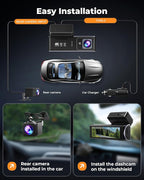 UVVlO Dash Cam Front and Rear - 2026 Upgrade 4k/2k FHD Dash Camera for Cars - 3.59" lPS Display Dual Dashcam w/Free 64GB Card, 5.8GHz WiFi, GPS, Emergency Lock, WDR, Night Vision, 24H Parking Mode - Image 6