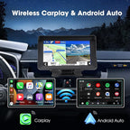 Wireless Apple Carplay Screen for Car,7" HD Portable Car Stereo Touchscreen with Apple CarPlay and Android Auto with Mirror Link/Backup Camera/Bluetooth/GPS Navigation/AUX for All Vehicles - Image 2