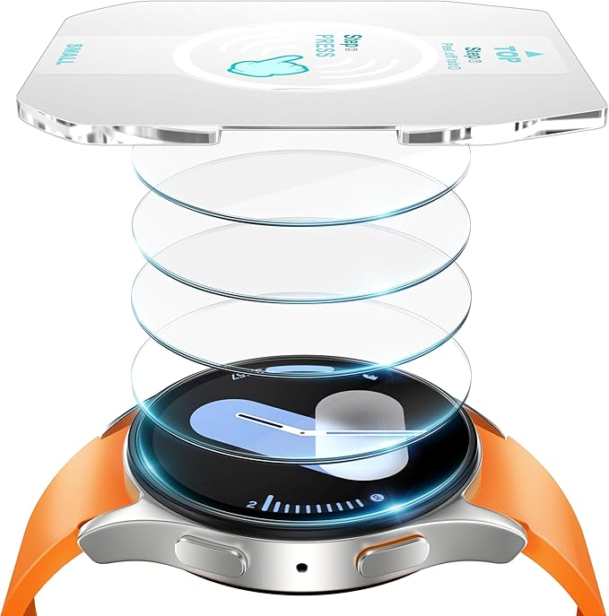 Misxi [5-Pack Hard HD Tempered Glass Screen Protector for Samsung Galaxy Watch 7 Galaxy Watch 6 40mm with Auto Alignment Tool Kit, Free Installation Scratch-Resistant Protection, Transparent by Misxi
