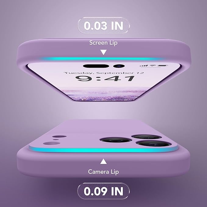 Magnetic for iPhone 17 Pro Case, Compatible with MagSafe, [Full Camera Protection][Screen Protector] Silicone Shockproof Protective Phone Case for iPhone 17 Pro 6.3", Light Purple - Image 6
