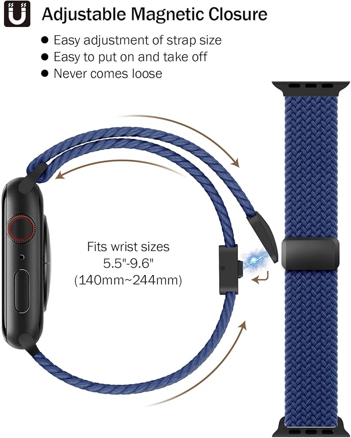 Braided Stretchy Band Compatible with Apple Watch Bands 38mm 40mm 41mm 42mm 46mm 44mm 45mm 49mm for Women Men, Nylon Sport Strap Solo Loop for iWatch bands Series SE 11 10 9 8 7 6 5 4 3 Ultra 3 2 1 - Image 2