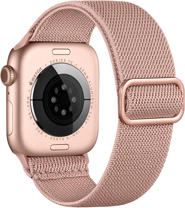 Charlam Stretchy Bands Compatible with Apple Watch Band 40mm 41mm 42mm 38mm 44mm 45mm 46mm 49mm Women Men, Soft Fashion Nylon Braided Elastic Strap for iWatch Series 10 SE 9 8 7 6 5 4 3 2 1 Ultra 2 by Charlam