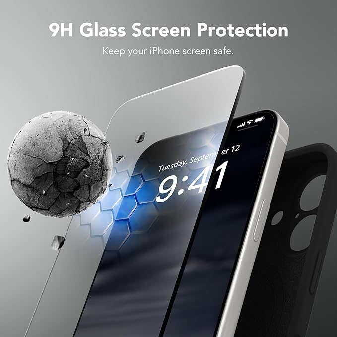 Magnetic for iPhone 16 Case, Compatible with MagSafe, [Screen Protector + Full Camera Protection], Silicone Shockproof Anti-Scratch Protective Phone Case for iPhone 16 6.1", Black - Image 4