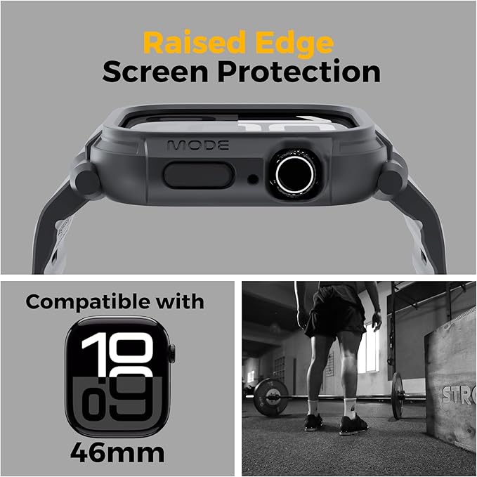 elkson Bands Case for Apple Watch Series 11 10 46mm for Men, Rugged Heavy Duty Bumper Tactical Strap Quattro Pro 2.0 Series for iWatch, Military Grade Durable Protective Cover, Shockproof, Green - Image 3