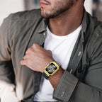 SUPLINK Metal Case and TPU Band Compatible for Apple Watch SE Band 44mm, Stainless Steel Rugged Protective Apple Watch Case 44mm Replacement Strap for iWatch Series 6 SE 5 4 Men (Gold) - Image 4
