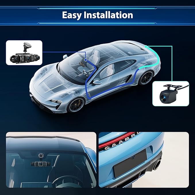 Dash Cam 4 Channel 360° Coverage - Front 4K + Triple 1080P HD Car Camera Built-in WiFi Car Camera with App, G-Sensor/Night Vision/Parking Mode/Loop Recording Free 64GB SD Card - Image 7