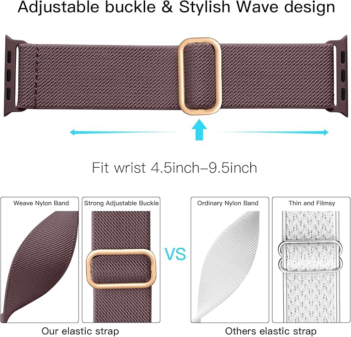 Lerobo Braided Band Compatible with Apple Watch Series 11 10 9 8 7 46mm 45mm 41mm Ultra SE 3 2 1 49mm Series 6 5 4 3 44mm 40mm 38mm 42mm Men iWatch Bands Women Stretchy Nylon Solo Loop Sport Strap - Image 3