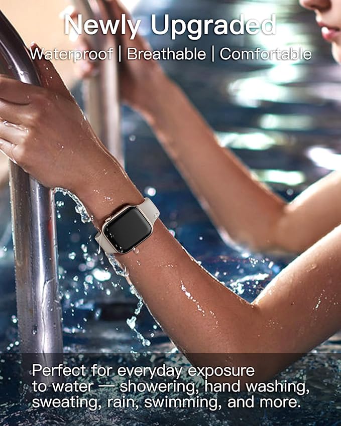 Sport Silicone Band Compatible with Apple Watch Bands 40mm 38mm 41mm 44mm 45mm 46mm 42mm 49mm for Women Men, Soft Wristband Water-proof Strap for iWatch Bands Series 11 10 9 8 7 6 5 4 3 2 1 Ultra SE - Image 2