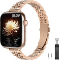 TiMOVO Metal Band Compatible with Apple Watch 46mm (Series 11/10) 49mm 45mm 44mm 42mm for Women (2025), Dressy Replacement Strap for Utrla 3/2/1, iWatch SE 3/2/1, Series 9/8/7/6/5/4/3/2/1, Rose Gold by TiMOVO