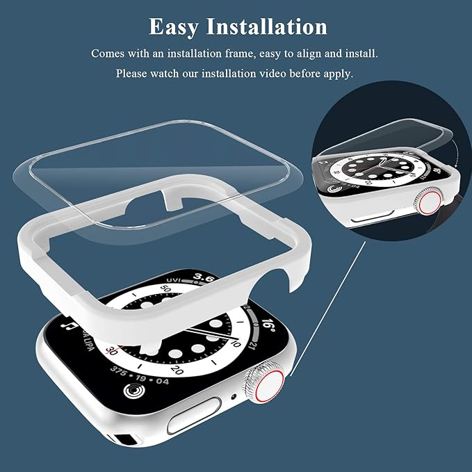 [2 Pack] Tempered Glass Screen Protector 40mm Compatible for Apple Watch Series 6/5/4/ SE 3, EWUONU Full Coverage Waterproof 3D Curved Edge Anti-Scratch Bubble Free HD Clear Screen Film for iWatch Accessories(40mm) - Image 5