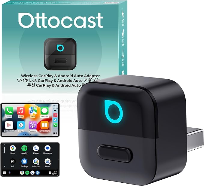 OTTOCAST Mini Pico Wireless CarPlay & Android Auto Adapter – WiFi 6 + Bluetooth 5.4, Plug & Play, Fast Auto-Reconnect, Ultra-Compact Design, Works with Factory Wired CarPlay Cars by OTTOCAST-Stayconnectedstayahead