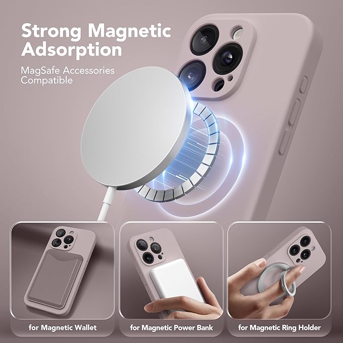 Magnetic for iPhone 15 Pro Case, Compatible with MagSafe, [Full Camera Protection][Screen Protector] Silicone Shockproof Protective Phone Case for iPhone 15 Pro 6.1", Hazel - Image 2