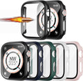 5 Pack Case with Tempered Glass Screen Protector for Apple Watch SE3（2025/SE2/SE Series 6/5/4 40mm,JZK Hard PC HD Full Cover Protective Guard Bumper for iwatch 40mm Accessories by JZK
