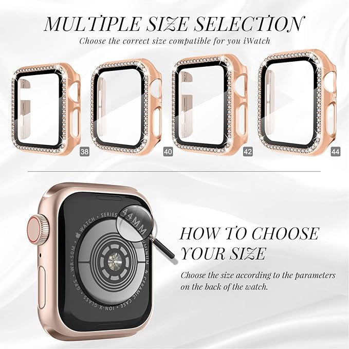 Recoppa Compatible for Apple Watch Case with Screen Protector for Apple Watch 42mm Series 3/2/1, Bling Crystal Diamond Rhinestone Ultra-Thin Bumper Full Cover Protective Case for Women Girls iWatch - Image 2