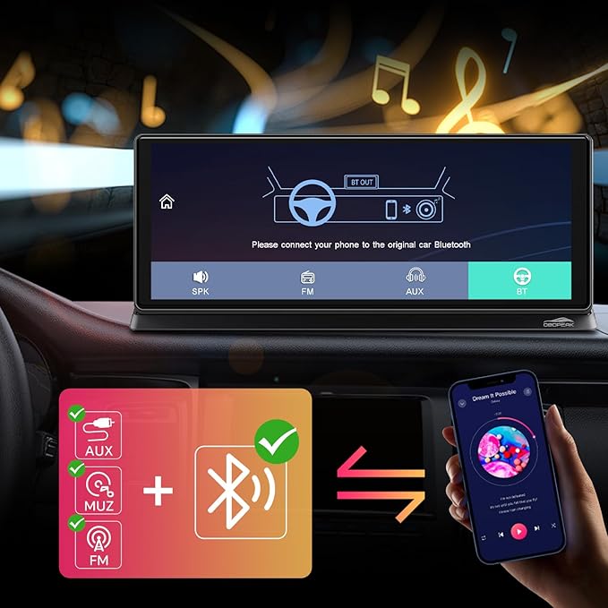 K2 PRO 11.3'' Wireless CarPlay Screen 4K Dash Cam Portable Android Auto Car Stereo Video Recording, Car Audio Receivers 1080P Backup Camera, Bt/GPS Navigation/AirPlay/Siri - Image 7