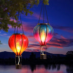 TERESA'S COLLECTIONS 2 Pcs Hot Air Balloon Solar Lantern Outdoor Garden Decor, Waterproof Hanging Solar Lantern with Flickering Flame Light for Yard Tree,Gift for Mom Lovers,18" - Image 2