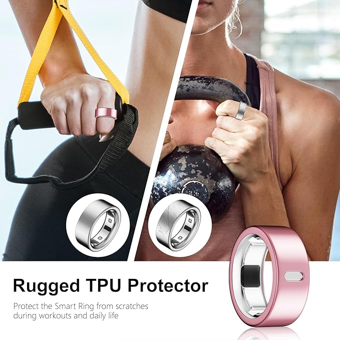 Cover Compatible for Oura Ring Gen 4/Gen 3 Horizon/Gen 3 Heritage,(NOT Compatible with Oura Ring 4-Ceramic), Charging Directly,TPU Finger Protector for Workout Women Men -Rosegold+Pink- Size 11 - Image 5