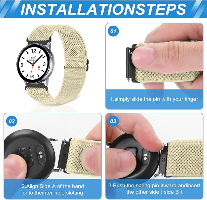 Compatible with 16mm 18mm 19mm 20mm 22mm 24mm Watch Bands Quick Release Replacement Wristband,Adjustable Stretchy Nylon Solo Loop Straps Fabric Braided Sport Elastic Bands for Men Women - Image 3
