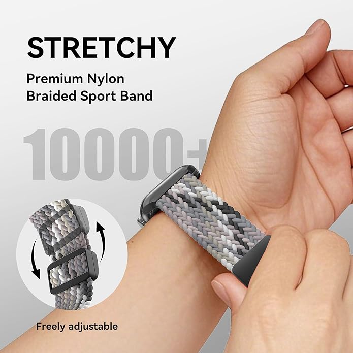 Braided Stretchy Band Compatible with Apple Watch Band 38mm 40mm 41mm 42mm 44mm 45mm 46mm 49mm Women Men, Adjustable Nylon Elastic Magnetic Clasp Strap for iWatch Series 10 9 8 7 6 5 4 3 2 1 SE Ultra - Image 3