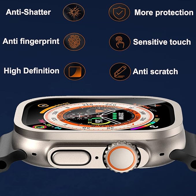 3 Pack for Apple Watch Ultra 3/Ultra2/Ultra 49mm Tempered Glass Screen Protector + Titanium Alloy Frame，[Keep Original] [Touch Sensitive] [Waterproof] Film for iwatch Ultra 3/2/1 (Original, 49mm) - Image 6