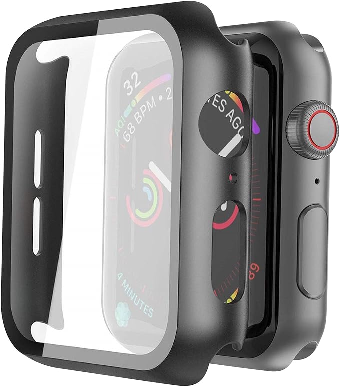 Misxi 2 Pack Hard PC Case with Tempered Glass Screen Protector Compatible with Apple Watch SE 3 (2025) SE 2 SE Series 6 Series 5 Series 4 40mm, Black by Misxi