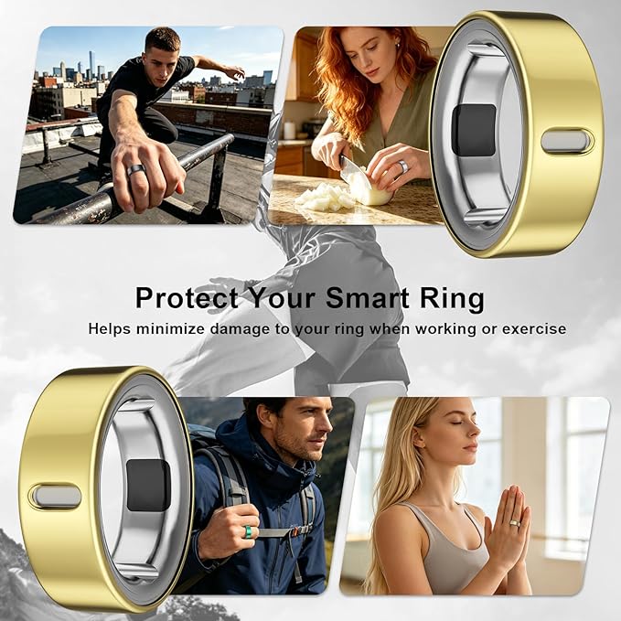 3 Pack Ring Cover Compatible with Oura Ring Gen 4/Oura Ring Gen 3 Horizon/Heritage-Size 10,Support Charging with Cover on,Anti-Scratch Ultra-Thin TPU Ring Protector for Men Women,Gold*3 - Image 6