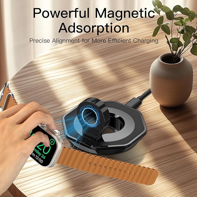 Apple Watch Charger Foldable Magnetic Charging Dock, Wireless Fast Watch Charger Stand with Charging Cable, Compatible with Apple Watch 11 10 9 8 7 6 5 4 3 2/Ultra 2 1, Support Nightstand Mode - Image 4