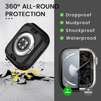 3 in 1 Goton Waterproof Hard Case for Apple Watch Screen Protector 45mm, 360° Slim Full Protective Tempered Glass Face Cover + Back Hard PC Bumper for iWatch Series 9/8/7, 45mm Matte Black - Image 4