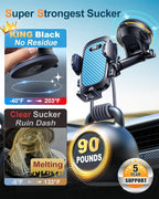 YRU True Military-Grade [360° Rotation Suction] 2026 Ultimate Car Phone Holder Mount 【90+LBS Safest Strongest & Patent Certs】 Dashboard Windshield Vent for iPhone 17 16 Pro Max Samsung, Royal Blue - Image 2