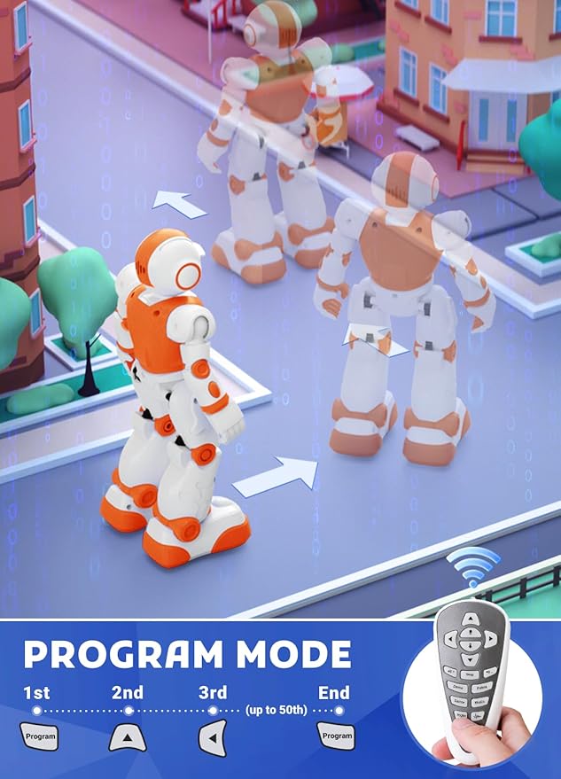 Robot Toys for Kids,Programmable Remote Control Smart Walking Dancing Robot Toy with Gesture & Sensing for Age 4 5 6 7 8 9 10 Year Old Boys Girls for Birthday Present,Orange - Image 6
