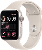 Apple Watch SE (2nd Gen) (GPS, 44mm) - Starlight Aluminum Case with Starlight Sport Band, M/L (Renewed) by Amazon+Renewed