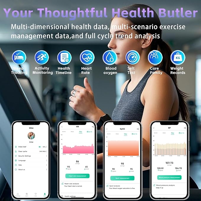 Smart Health Ring for Women Men, Fitness Tracker Ring with Heart Rate, Blood Pressure, SpO2, Sleep Monitoring, Step Counting, 5ATM Waterproof for iOS & Android, No Subscription Fee (Silver 9) - Image 3